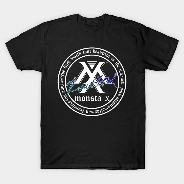 MONSTA X Beautiful World Tour US Stops Logo V2 T-Shirt by cxnq